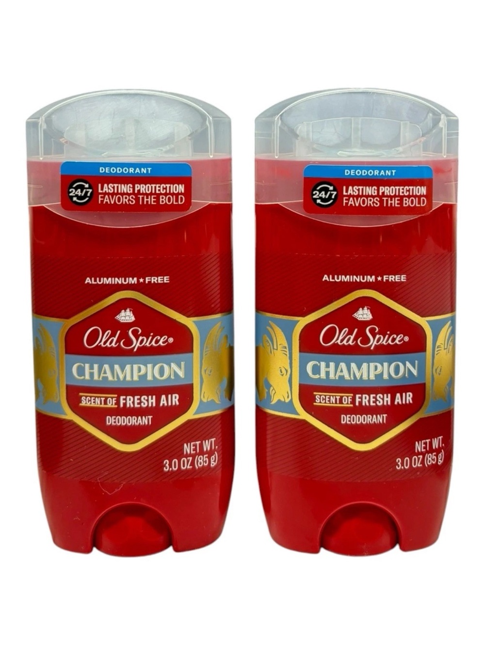 (2) Old Spice CHAMPION Aluminum Free Deodorant Scent of Fresh Air 3oz Full Size